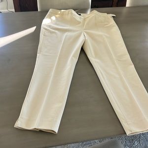 Talbots bone color straight leg side zip pants